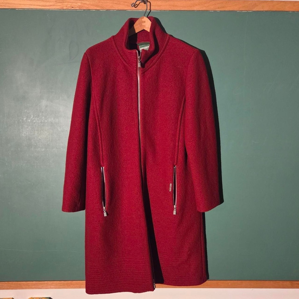 Geiger Red Wool Petticoat Coat with Scarf Made in Austria Vintage Size 42